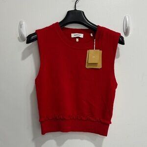 Sandro NWT Vibrant Red Knit Sleeveless Top